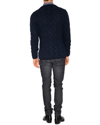 Ermanno Scervino Wool Alpaca Blend Cable Knit Cardigan