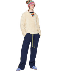 The Elder Statesman Navy Ribbed Trousers