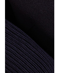 Jil Sander Oversized Knit Trimmed Wool Blend Coat Navy