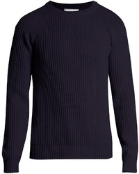 Ami Ribbed Knit Cotton Sweater