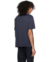 Sunspel Navy Mock Neck T Shirt