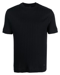 Emporio Armani Ribbed Knit Cotton T Shirt