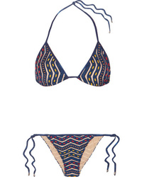 Navy Knit Crochet Bikini Top