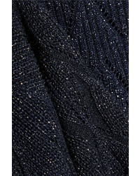 Diane von Furstenberg Perlita Metallic Stretch Knit Dress Midnight Blue