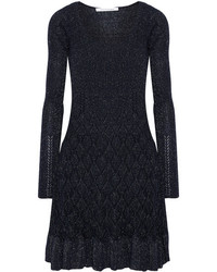 Diane von Furstenberg Perlita Metallic Stretch Knit Dress Midnight Blue