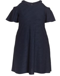 Gabby Skye Plus Size Knit Cold Shoulder Trapeze Dress
