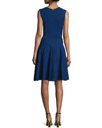 Oscar de la Renta Sleeveless Button Front Knit Dress Marine Blue