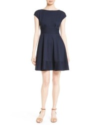 Navy Knit Fit and Flare Dress