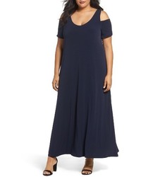Sejour Plus Size Knit Cold Shoulder Maxi Dress