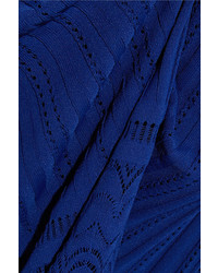 Oscar de la Renta Fluted Stretch Knit Maxi Skirt Blue