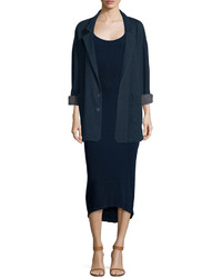 AG Jeans Ag Elli Short Sleeve Fitted Midi Dress Indigo Knit Five