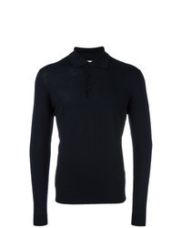 Navy Knit Polo Neck Sweater