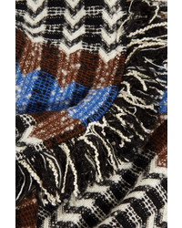 Missoni Fringed Crochet Knit Wool Blend Poncho Blue