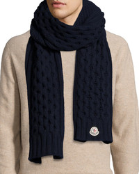 Moncler Cable Knit Cashmere Scarf Navy