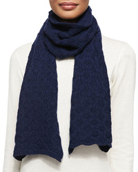 Brora Cashmere Lace Knit Scarf French Navy
