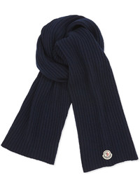 Moncler Cashmere Solid Ribbed Knit Scarf