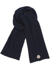 Moncler Cashmere Solid Ribbed Knit Scarf