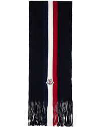 Moncler Navy Wool Tricolor Scarf