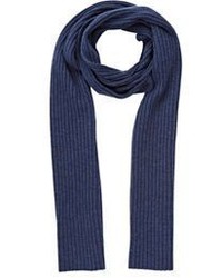 Barneys New York Rib Knit Scarf Blue