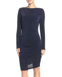 Vince Camuto Ruched Metallic Knit Body Con Dress