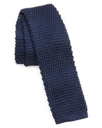 Nordstrom Cason Solid Knit Silk Skinny Tie In Navy At