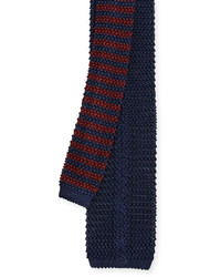 Peter Millar Silk Knit Contrast Tie Navy