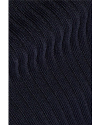 Victoria Beckham Ribbed Knit Skirt Midnight Blue
