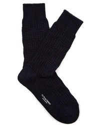 Blue Blue Japan Geometric Ribbed Knit Cotton Blend Socks