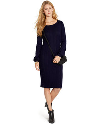 Lauren Ralph Lauren Boat Neck Cable Knit Sweater Dress, $225 | Macy's |  Lookastic