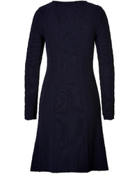Alberta Ferretti Cable Knit Wool Sweater Dress