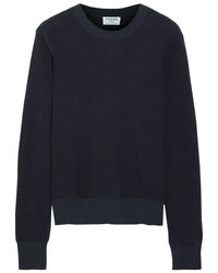 Frame Waffle Knit Cotton And Cashmere Blend Sweater Navy