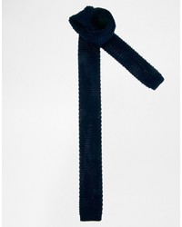 Asos Brand Knitted Tie In Navy