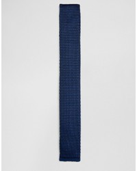 Asos Brand Knitted Tie In Two Tone In Navy