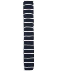 Topman Navy And White Stripe Knitted Tie