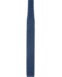 Barneys New York Stripe Square Neck Tie Blue