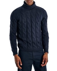 Topman Cable Knit Turtleneck Sweater