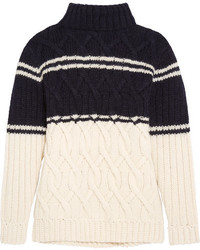 J.Crew Edna Cable Knit Turtleneck Sweater Navy