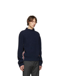 Thom Browne Navy Boat Neck Sweater