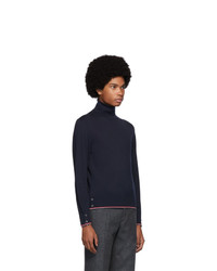 Thom Browne Navy Cashmere Classic Turtleneck