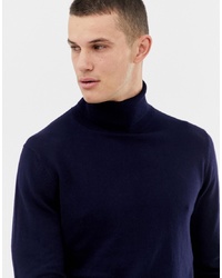 Jack & Jones Premium Knitted Roll Neck With Contrast Cuff Tipping In Cashmere Mix