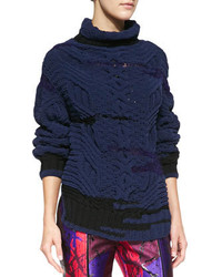Risto Chunky Knit Colorblock Turtleneck Sweater
