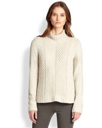 Vince Yak Wool Chevron Knit Turtleneck Sweater