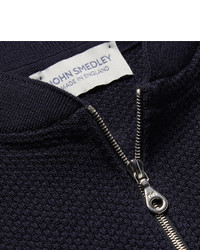 John Smedley Singular Waffle Knit Merino Wool Bomber Jacket