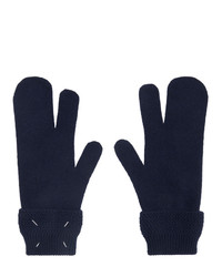 Navy Knit Wool Gloves