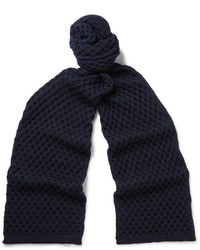 Navy Knit Wool Scarf