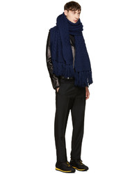 Burberry Navy Cable Knit Scarf