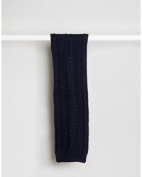 Asos Wool Mix Cable Scarf In Navy