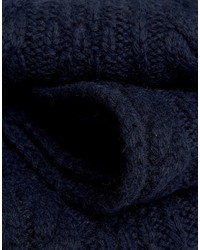 Asos Wool Mix Cable Scarf In Navy