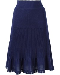 Alberta Ferretti Knitted Ruffle Hem Skirt