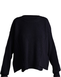 Stella McCartney Asymmetric Hem Ribbed Knit Wool Sweater